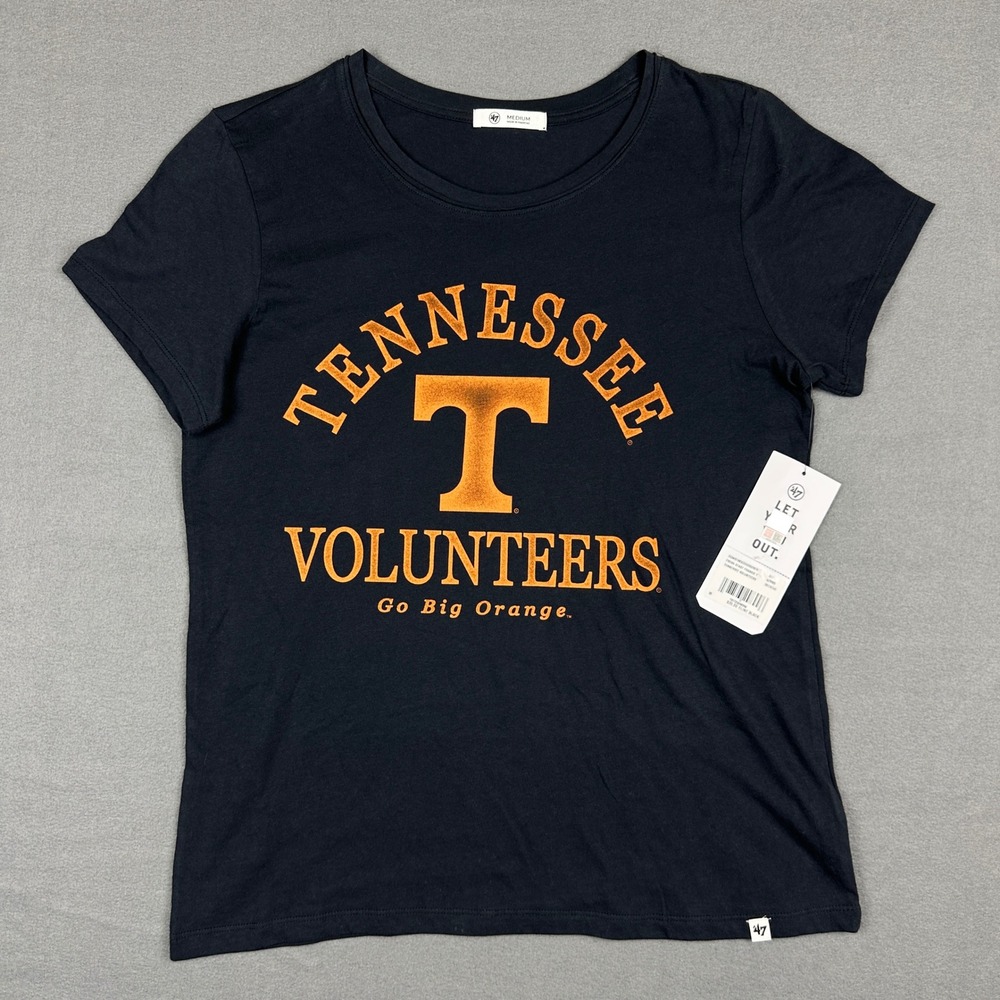 47 Brand Tennessee Volunteers T-Shirt Womens Medium Black Go Big Orange Frankie